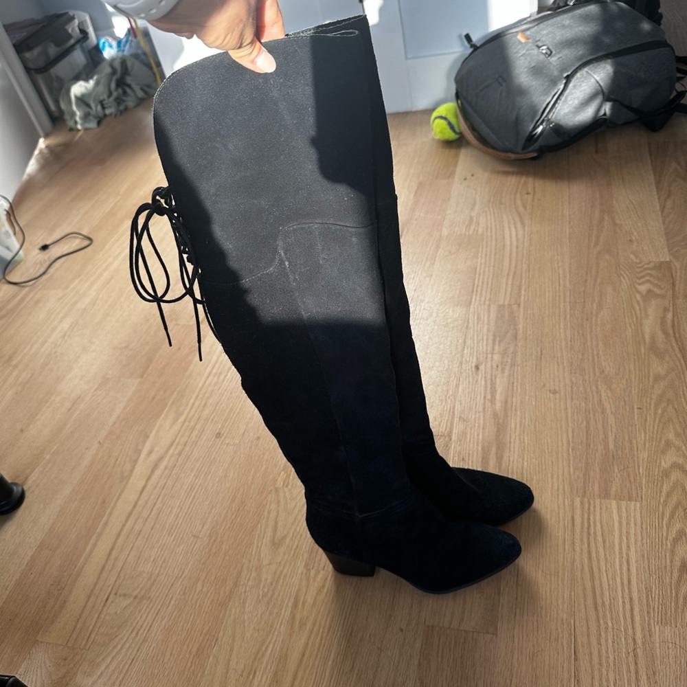 ALDO Over the Knee Black Suede Mini Heeled Boots